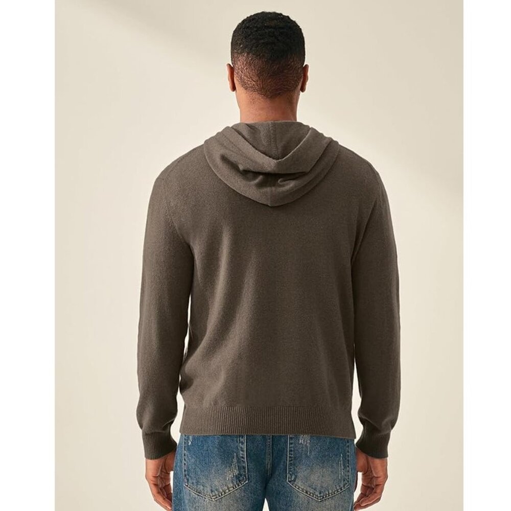 KVSS 100% Pure Cashmere Hoodie Sweater Pullover Dark Olive Green Large NWT! - Picture 3 of 6
